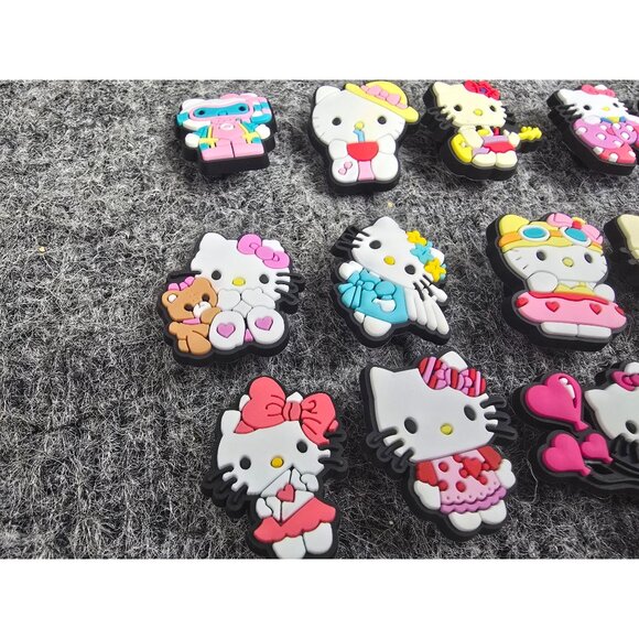 Set Of 17 Hello Kitty Shoe Charms For Clogs & Accessories Cute PVC Designs #2 - Picture 2 of 6